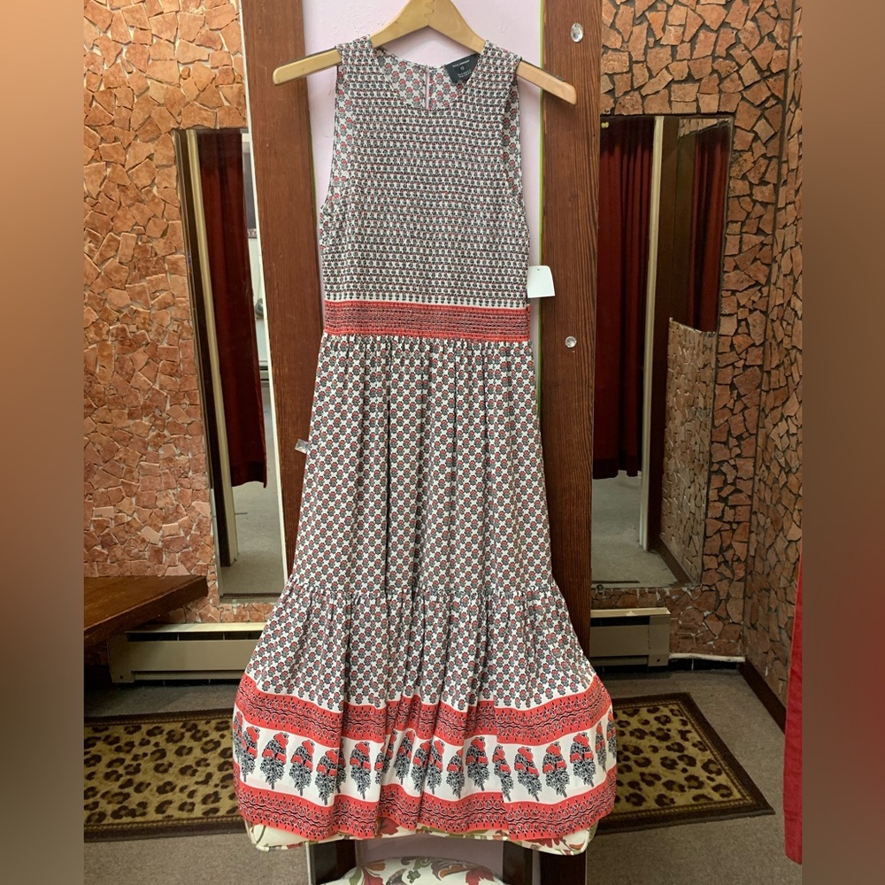Ulla Johnson Coral and Cream Patterned Sleeveless Maxi Dress